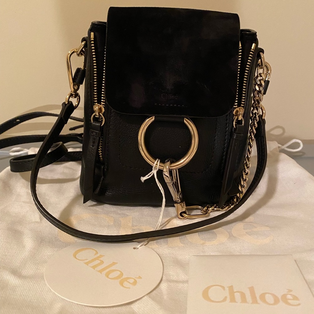 CHLOE - black mini faye backpack bag  - authentic